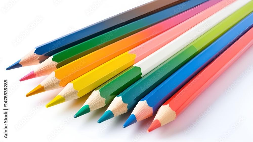 color pencil learning isolate on white background color pencil learning isolate on white background