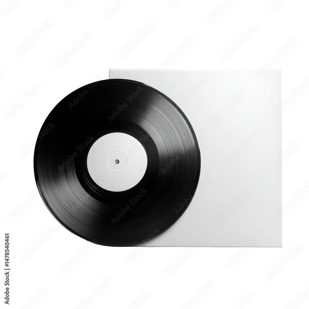 Obraz premium Black Vinyl Record Is Positioned isolated on a transparent background