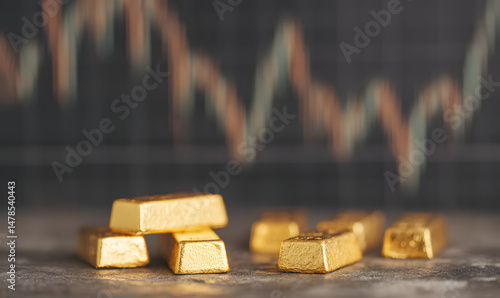 Wallpaper Mural Golden bars symbolize financial growth with rising graph in background during business analysis session Torontodigital.ca