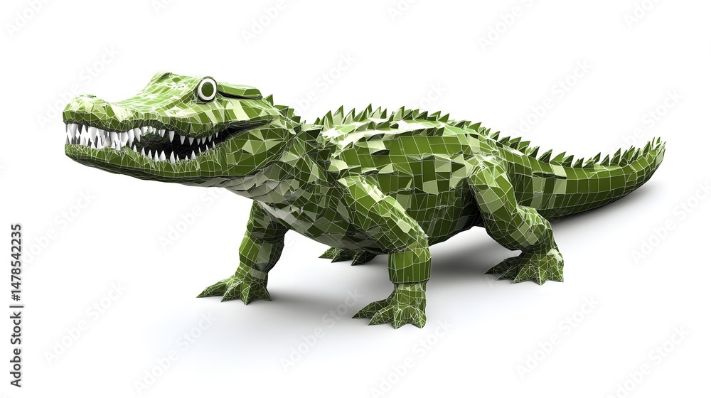 Fototapeta premium Geometric rendering of a green crocodile.