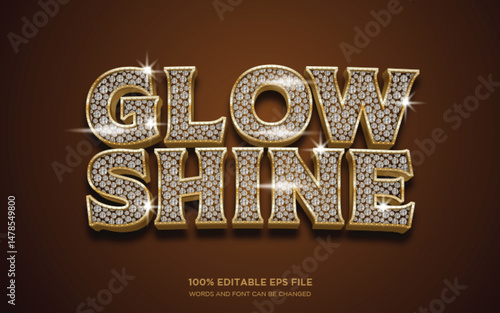 Glow and Shine diamond 3D editable text style effect	
