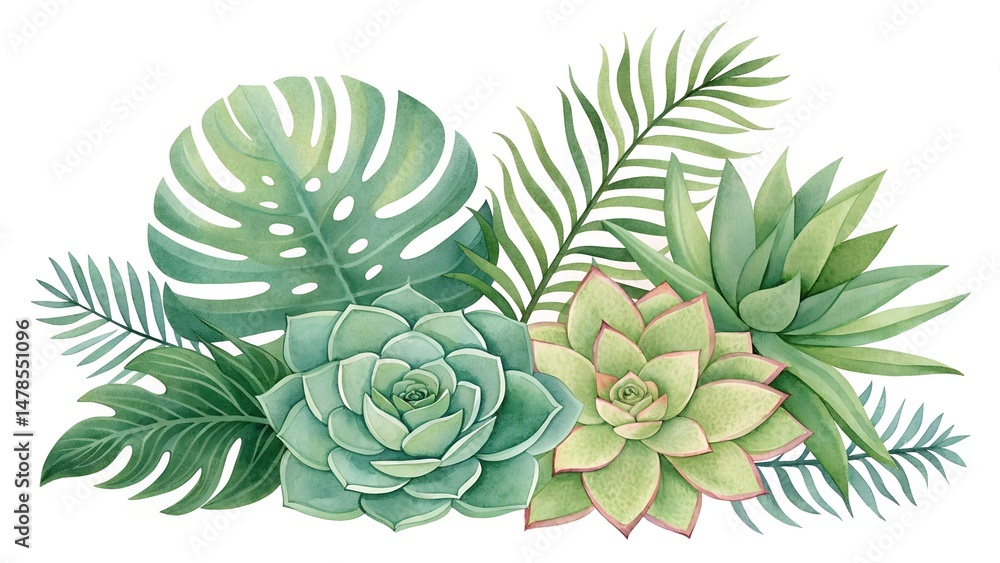 Fototapeta premium succulents exotic leaf isolated background
