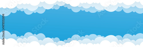 Vector clouds in the sky cartoon style banner