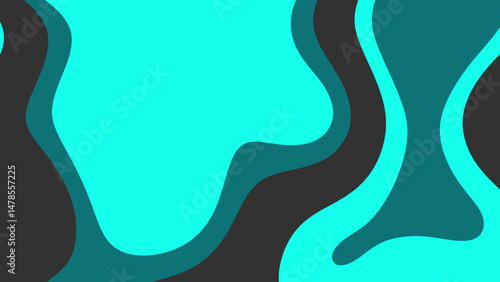 Abstract teal and gray wavy shapes seamless pattern for backgrounds, wallpapers, textiles, packaging, and digital designs in modern aesthetics.