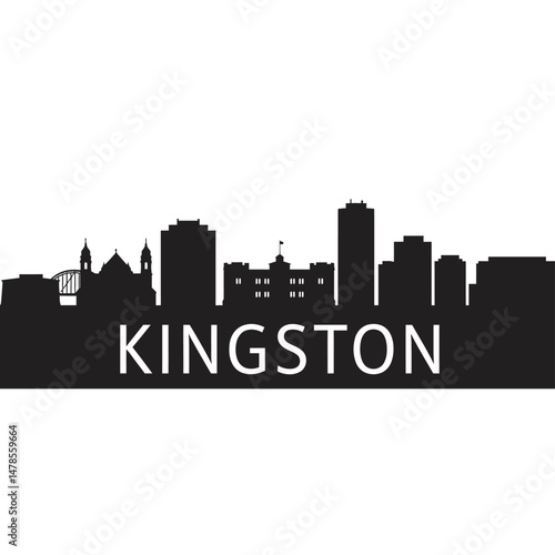 Kingston Ontario Skyline with Canada Cityscape Silhouette.