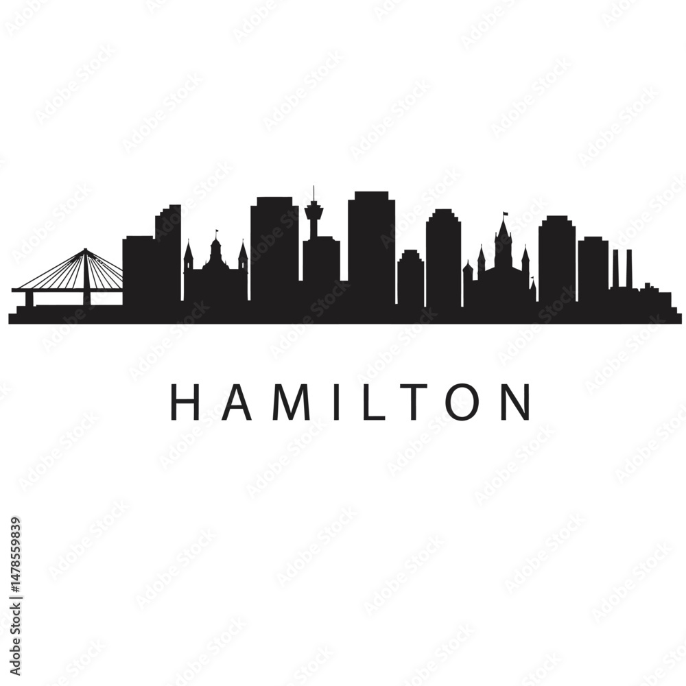 Obraz premium Hamilton Cityscape Skyline with Canada, and Vector Illustration.