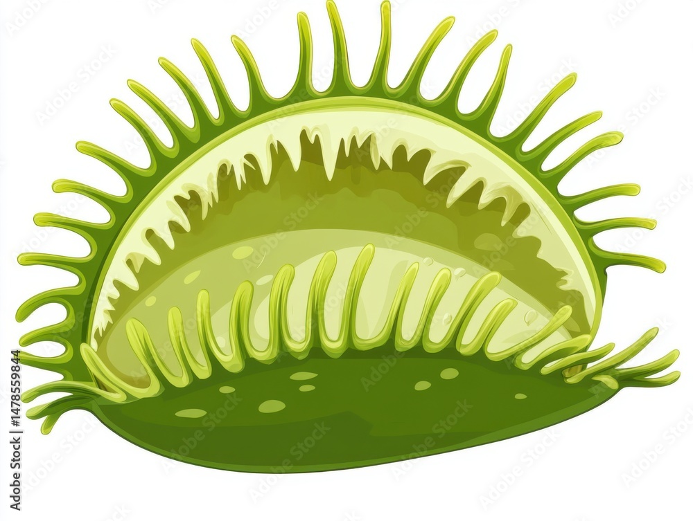 Isolated graphic illustration of a green Venus flytrap on white background close up predatory plant botanical biology Isolated graphic illustration of a green Venus flytrap on white background close up predatory plant botanical biology