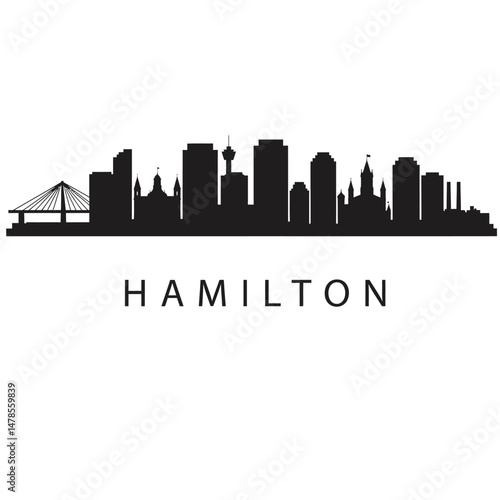 Hamilton Cityscape Skyline with Canada, and Vector Illustration.