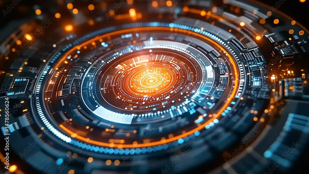 Abstract Technology Background with Colorful Circles Abstract Technology Background with Colorful Circles