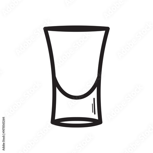 Minimalist black and white vector illustration of a tall glass with a handle and liquid inside. Simple design ideal for beverage, drinkware, or kitchen-related themes