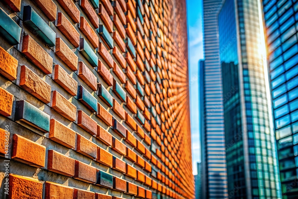 Macro Detail of Modern Skyscraper Brickwork Texture - Architectural Photography
