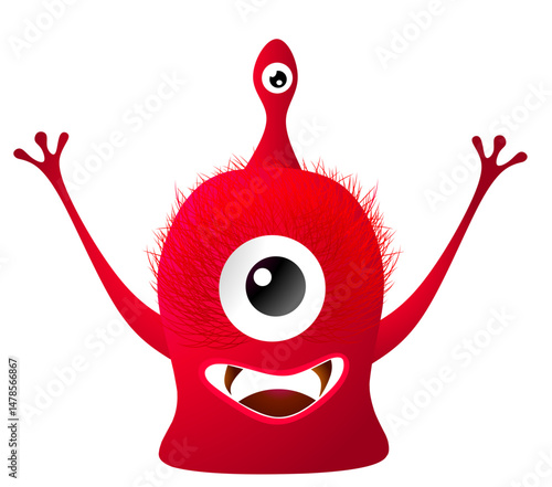 Happy cartoon monster with funny face. Halloween vector illustration. Great for package or party decoration.