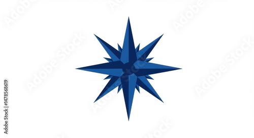 Blue star shape isolated on white background for graphic design, decoration.