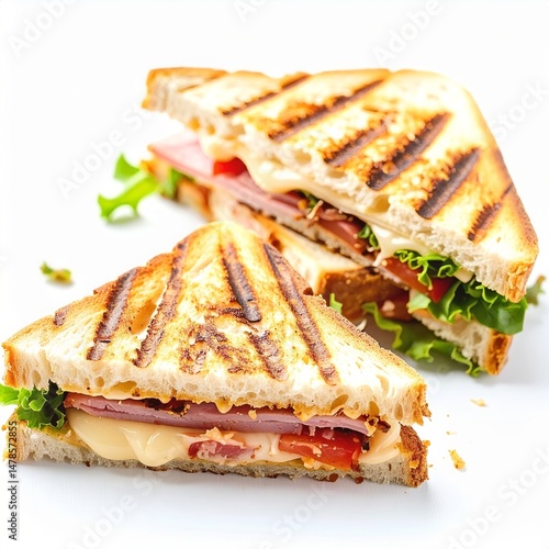 Delicious Grilled Ham and Cheese Sandwiches with Lettuce and Tomato Perfect for Lunch or a Quick Snack
