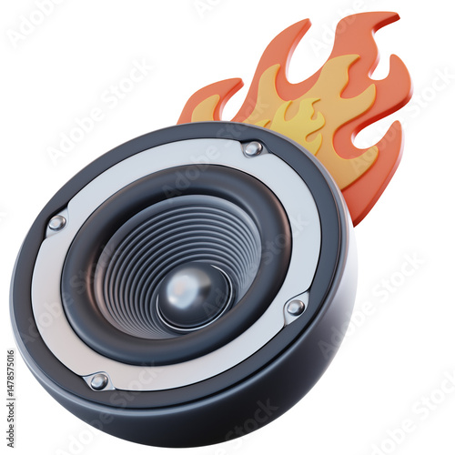 3D Illustration Fire Speaker