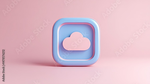 Wallpaper Mural Pastel Pink   Blue Cloud Storage App Icon  Minimalist 3D Render Torontodigital.ca