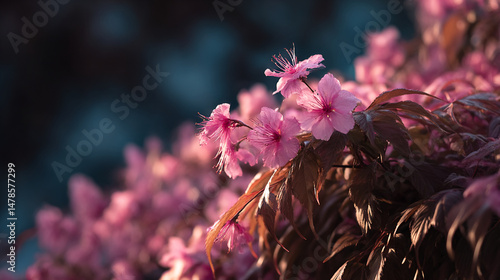 Beautiful pink cherry blossom tree branch flowers spring bloom nature floral photography wallpaper background