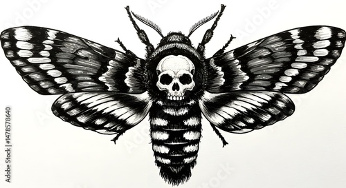 Death's Head Hawkmoth: A Monochrome Masterpiece of Nature's Dark Beauty