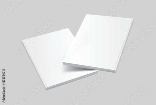 Vector realistic 3d magazine mockup with white blank cover isolated on background. For the business presentation magazine, notebook, booklet, brochure, catalogue or a publisher advertising corporate
