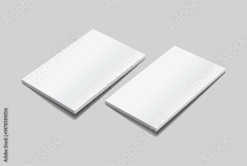 Vector realistic 3d magazine mockup with white blank cover isolated on background. For the business presentation magazine, notebook, booklet, brochure, catalogue or a publisher advertising corporate
