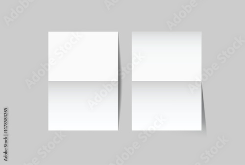 Open Leaflet, bi fold mockup template .Blank paper, thank you card, notecards, note paper, greeting card, wedding invitation, postcard, brochure or any creative work for presentation of your design
