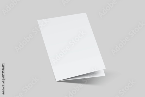 Open Leaflet, bi fold mockup template .Blank paper, thank you card, notecards, note paper, greeting card, wedding invitation, postcard, brochure or any creative work for presentation of your design
