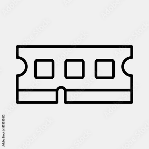 Icon ram. Computer components elements. Icon in line style.