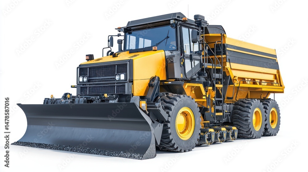 Fototapeta premium Asphalt paver truck on a white background