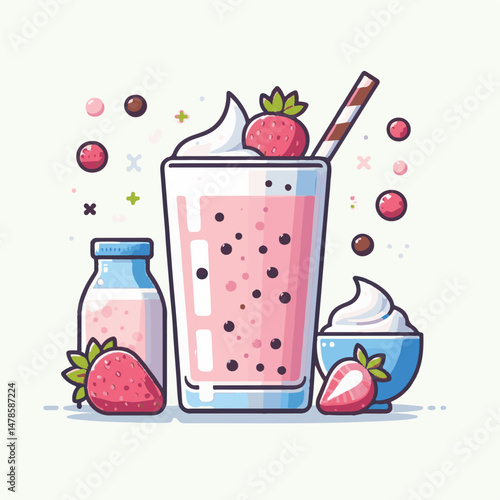 yogurt, smoothie, fruit, fresh, food, diet, summer, healthy, dessert, breakfast, sweet, milk, organic, milkshake, delicious, glass, drink, strawberry, background, cocktail, beverage, shake, dairy, veg