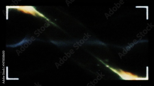 Vintage Camera Frame with Distorted Spectral Ring and Digital Data - Retro Lens Flare Effect | A mesmerizing view of a distant galaxy, a kaleidoscope of cosmic dust and glowing gas, 