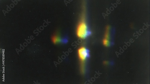 Vintage Prism Light leak Distortion with Spectral Spots on Dark Background - Retro Abstract - Vintage camera light leak overlay 