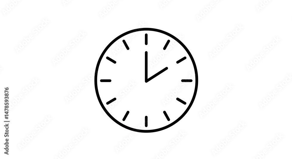 Simple Clock Illustration: One O'Clock Design Element Simple Clock Illustration: One O'Clock Design Element