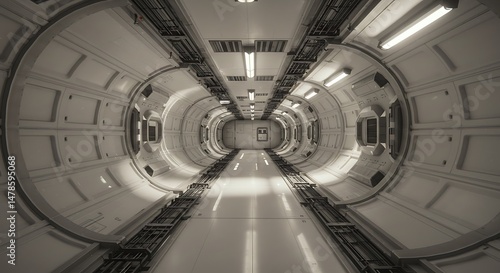 Fototapeta Naklejka Na Ścianę i Meble -  Space station hallway tunnels