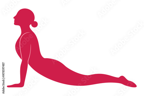 Cobra Pose Bhujangasana Yoga Asana Silhouette Stretch Illustration