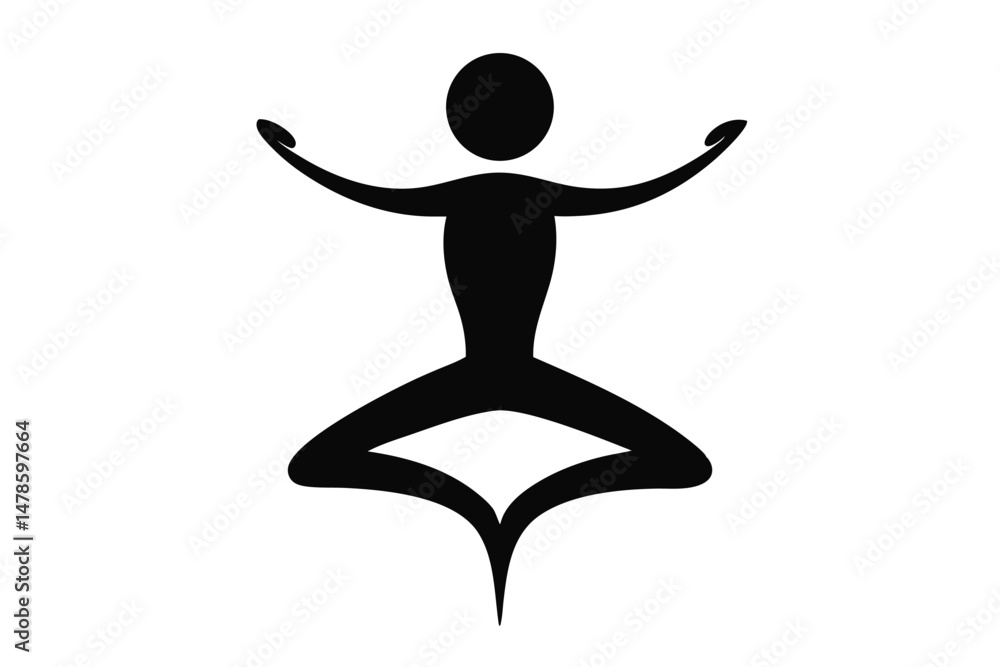 Black Silhouette 3D Abstract Yoga Character Pose Illustration Black Silhouette 3D Abstract Yoga Character Pose Illustration