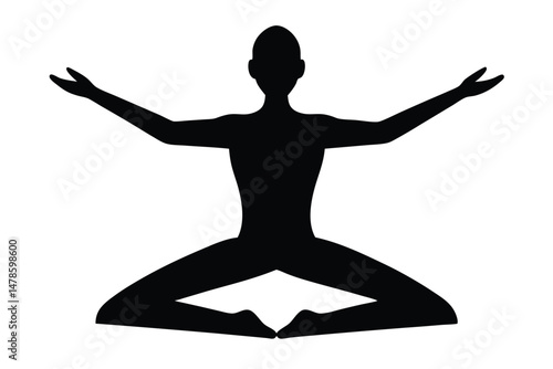 Tableau sur toile Black Silhouette Iyengar Style Yoga Pose Illustration