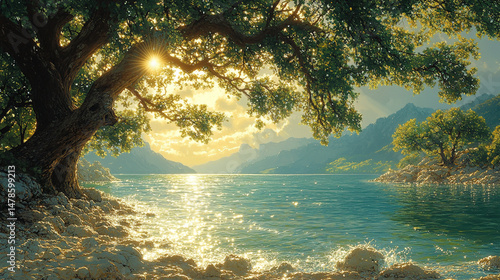 the serene lake of dusk