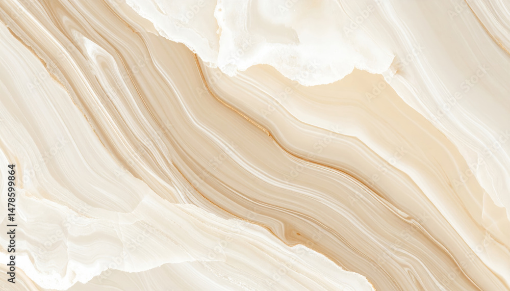 Obraz premium Elegant cream marble stone with smooth, flowing patterns and subtle veins, perfect for interior design and decor. This classic texture adds touch of luxury and sophistication to any space