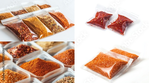 Fototapeta Naklejka Na Ścianę i Meble -  Assorted spice blends in clear plastic bags