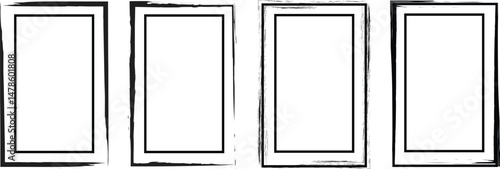 Grunge Rectangle Frames Vector Set — Distressed Hand-Drawn Borders and Rough Sketch Box Shapes