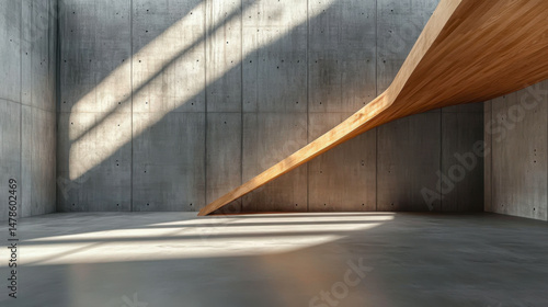 Empty dark abstract concrete and wood smooth interior. Architectural background