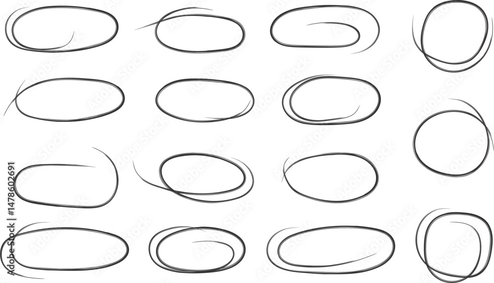 Hand Drawn Circle Vector Set — Rough Sketch Round Shapes Isolated on White Background Hand Drawn Circle Vector Set — Rough Sketch Round Shapes Isolated on White Background