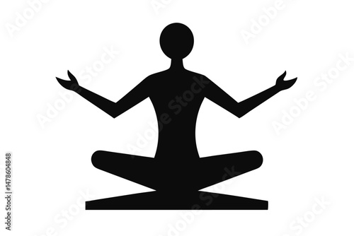 Black Silhouette Corporate Challenge in Yoga Style Concept Illustration