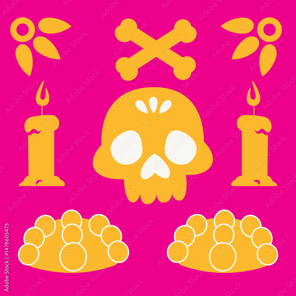 elementos día de muertos plasta- vector