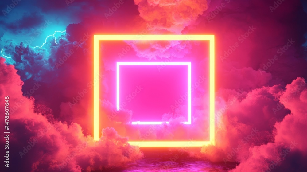 Vibrant Pink, Blue, and Yellow Neon Light Illustration Vibrant Pink, Blue, and Yellow Neon Light Illustration