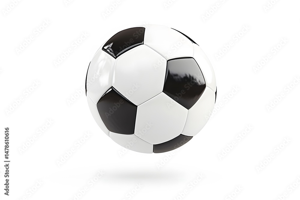 Fototapeta premium Classic black and white soccer ball isolated on a white background reflecting professional sports and competition