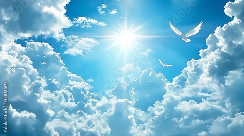 A vivid depiction capturing the essence of immortality and boundless skies. 