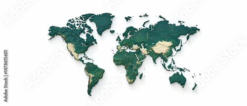 3D Stylized World Map Illustration