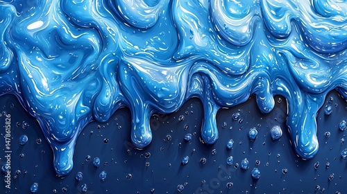 Delicious blue raspberry syrup melt action kitchen food art vibrant close-up dessert concept