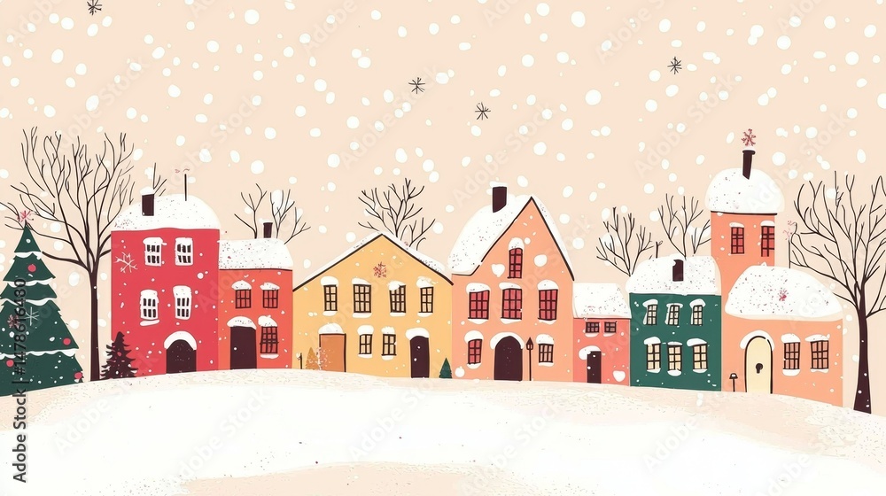 A picturesque winter landscape filled with Christmas spirit. A picturesque winter landscape filled with Christmas spirit.
